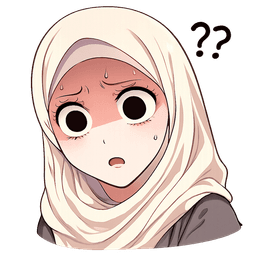Hijabi mascot with deadpan expression